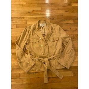 Emanuel Ungaro Tan Cotton Belted Safari Jacket Double Breasted‎ Size 14